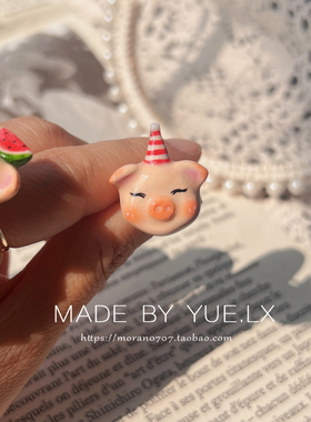 生肖戒指猪猪女孩可爱原创手作