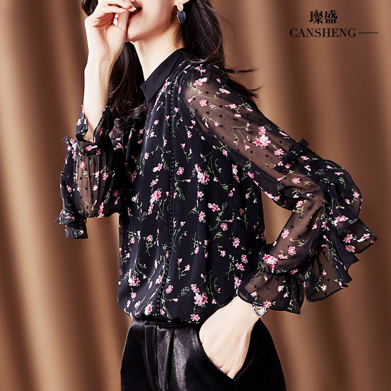 欧货女士韩版小衫印花设计感衬衫 璨盛衬衫