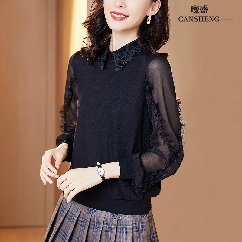 蕾丝女士性感气质洋气女人味打底衫 璨盛蕾丝衫/雪纺衫