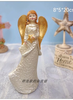 外单树脂可爱天使女孩娃娃花仙摆件欧式人物拍摄道具场景摆件