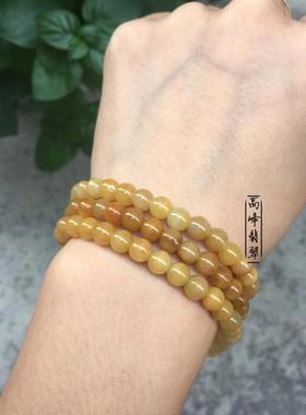 天然老黄玉黄龙玉圆珠a货新疆金丝玉佛珠子项链多圈手链手串男女