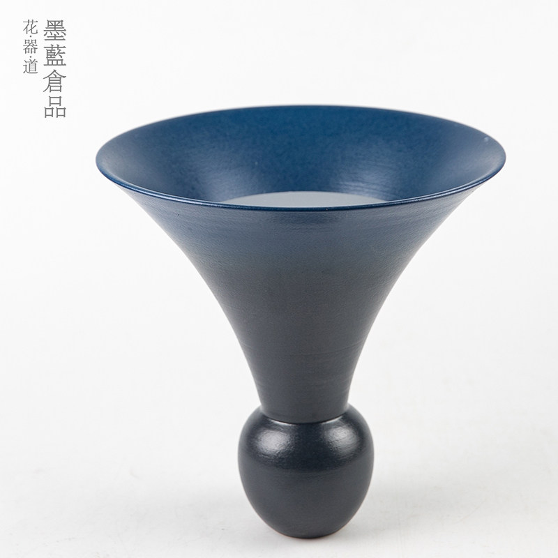 日本进口万古烧陶瓷陶瓷渐变色池坊花器禅意日式插花器皿立花生花