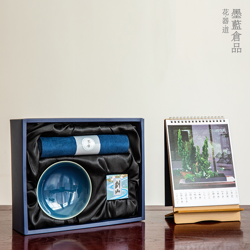 墨蓝花道礼盒套装初学中式日式插花器皿花器剑山节日礼物礼品-图0