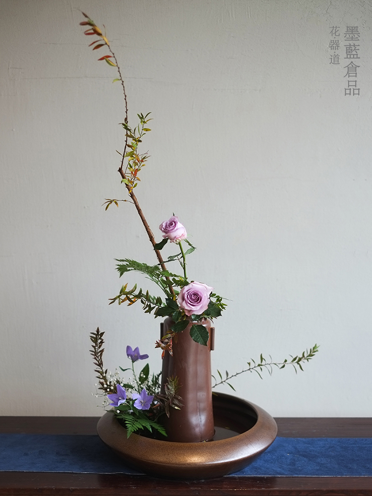 写景特大花盘中华花艺陶瓷插花花器禅意复古中式日式花道花盆器皿 - 图2