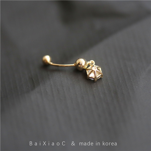 韩国进口黄金 金耳环天然珍珠单钻拧螺丝弯杆耳骨耳钉 14K 白小 C 韩国进口黄金 金耳环天然珍珠单钻拧螺丝弯杆耳骨耳钉 14K 白小 C