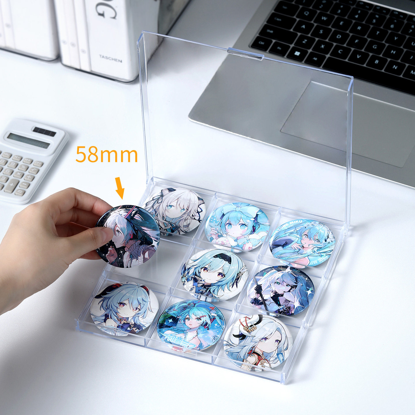 吧唧收纳盒九宫格吧唧展示架翻盖超薄亚克力分隔盒9分格透明盒子,淘宝优惠券,粉丝福利购,淘宝优惠卷