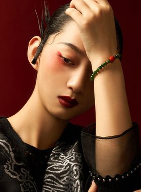 现货天然巴基斯坦和田碧玉手串女S925银镀金珍珠6mm南红手链工厂