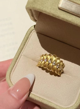 5D足金999点钻黄金戒指