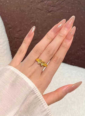 麦穗轻奢百搭蝴蝶戒指2024新款