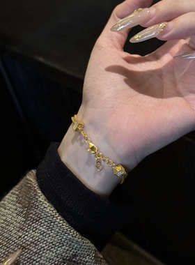 古法5D手串手链足金999水贝黄金莫桑太空马蹄手链2025新款送礼