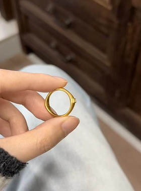 足金999点钻四方如意黄金戒指