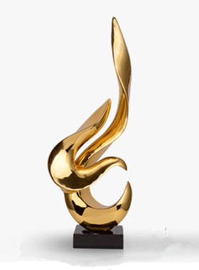 玄关招财轻奢雕塑摆件酒店大堂客厅创意美陈装置售楼处装饰艺术品