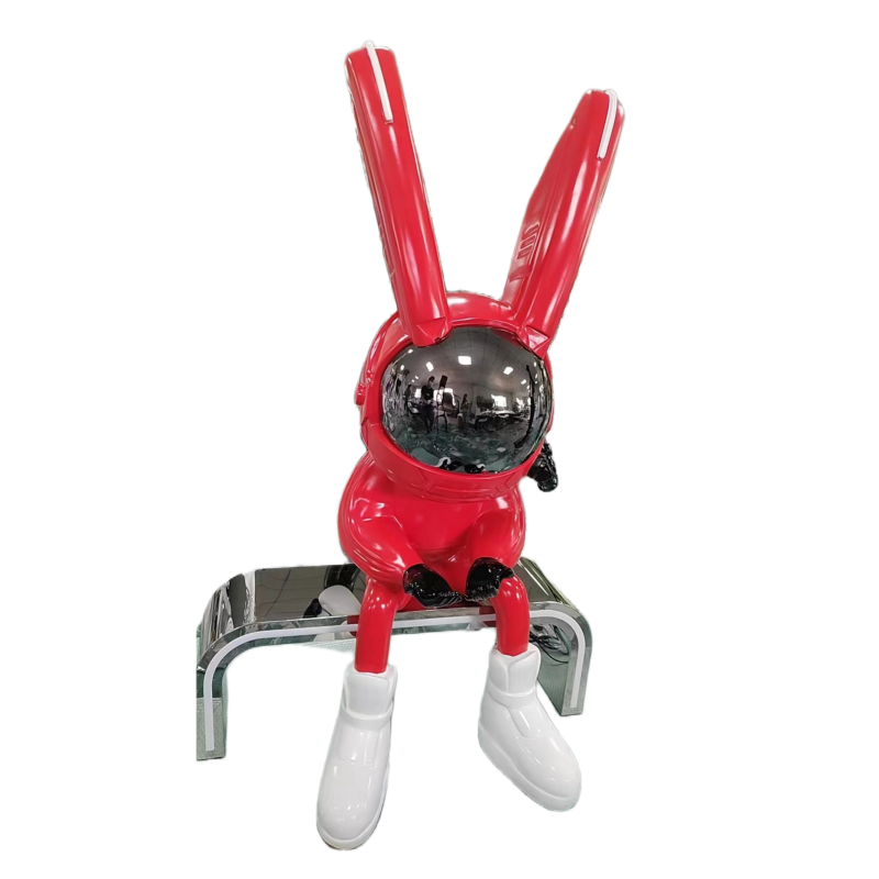 潮牌ROBBI兔月光兔落地大摆件酒吧KTV网红拍照商场美陈软装雕塑 - 图0