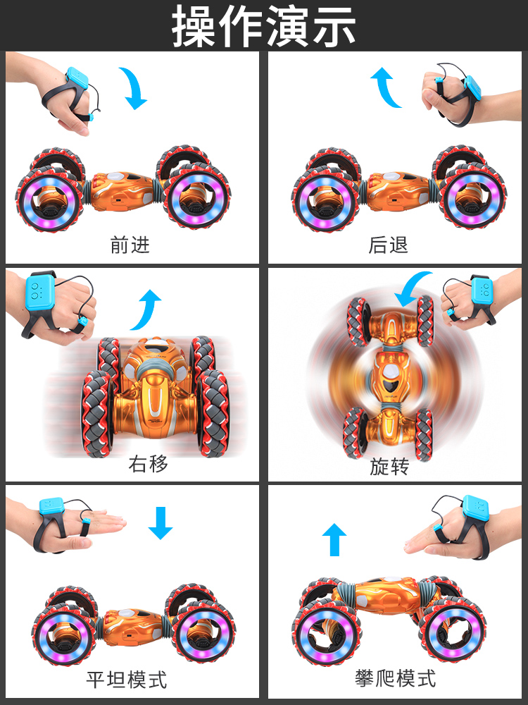 儿童玩具遥控车四驱车手势感应变形扭变车超大号遥控汽车男孩礼物-图0