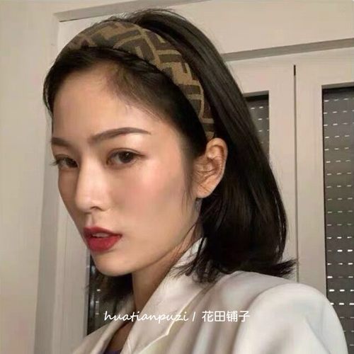 nana同款韩国复古海绵高颅顶发箍中古vintage压发卡双F字母宽头箍 - 图1