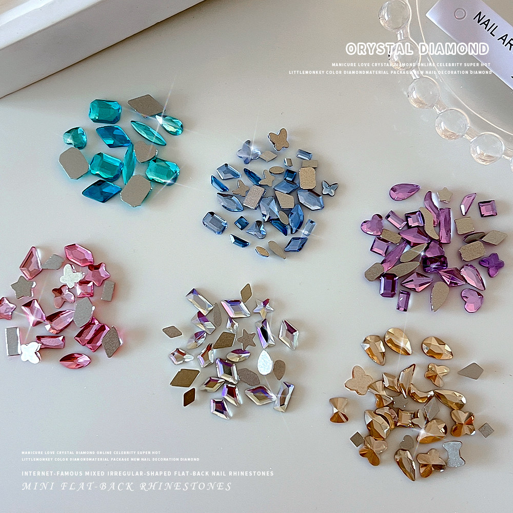 网红平底异形美甲钻大小混装香槟菱形爱心水滴拼钻DIY指甲装饰品,淘宝优惠券,粉丝福利购,淘宝优惠卷