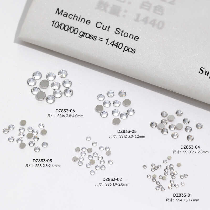1440颗透明仿华子切平底圆钻美甲饰品超闪大小号1:1仿奥钻迷你SS4 - 图1