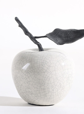 简约创意裂纹白色大理石苹果梨子