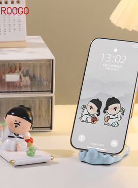 萌趣诗仙李白手机支架摆件