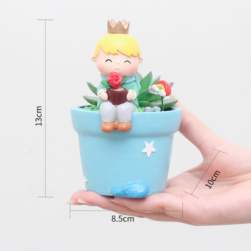 美式卡通小王子多肉花盆创意植物组合微景观装饰品小摆件可爱盆栽 - 图2