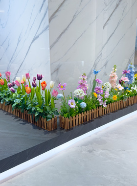 wo+仿真手感郁金香挂墙花艺造景