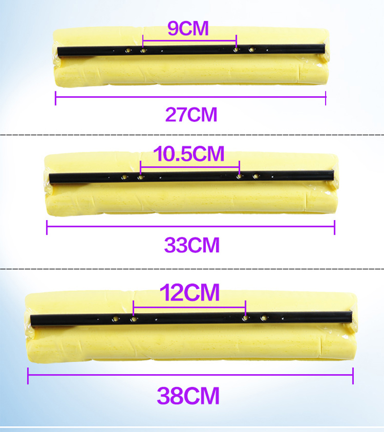 滚轮拖把头27cm33cm38厘米好巧媳妇用挤水胶棉头海绵头通用替换装-图0