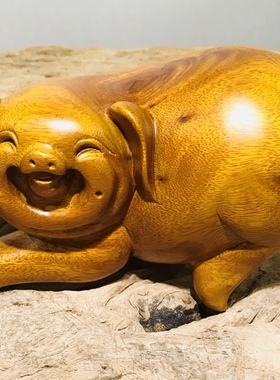 进口楠木雕刻两用（恩爱猪）迷你可爱猪！