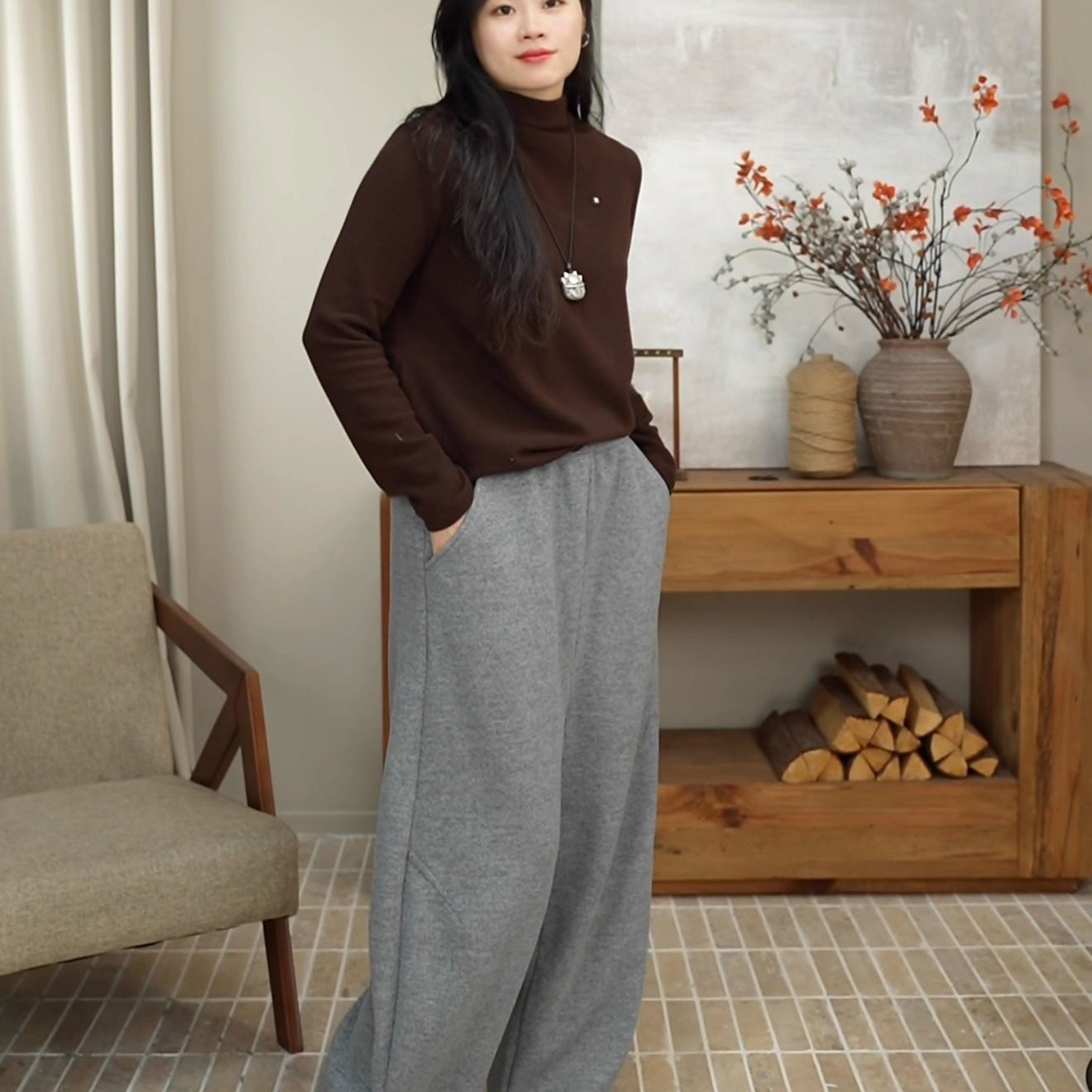 冬季新款加绒加厚羊毛呢直筒阔腿软糯休闲卫裤 333,淘宝优惠券,粉丝福利购,淘宝优惠卷