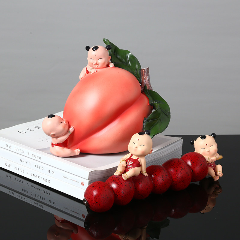 多子多福石榴摆件早生贵子压床娃娃婚房中国福娃装饰送子新婚礼物
