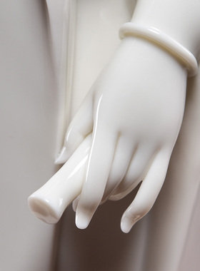 戴玉堂德化白瓷慈航大士神像观世音佛像客厅供奉陶瓷玉白拂尘观音