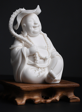 戴玉堂苏友德陶瓷摆件《荷叶小沙弥》弥勒笑佛弥勒佛家用供奉佛像