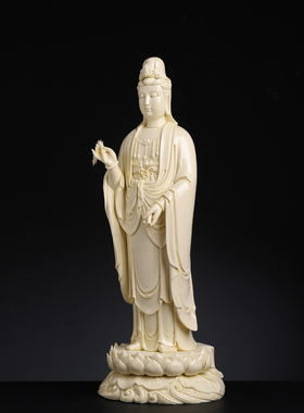 戴玉堂林政国陶瓷摆件《立莲台杨柳观音》佛像供奉家用观世音菩萨