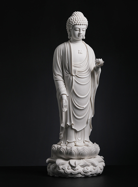 戴玉堂林建平陶瓷摆件《阿弥陀佛》德化白瓷佛像供奉家用家居饰品