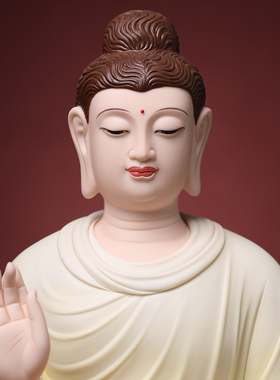 戴玉堂陶瓷摆件《唐彩古莲座释迦牟尼佛》林建平佛像装饰客厅款