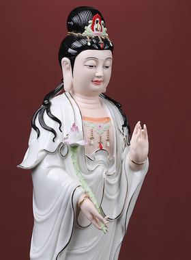 【感恩结缘优惠】陶瓷立莲如来佛祖家用佛像供奉摆件客厅桌面装饰