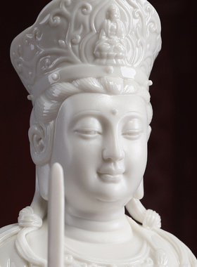 戴玉堂陶瓷摆件《毗卢冠文殊菩萨像》属兔生肖本命佛供奉家用佛像