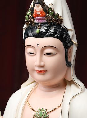 【感恩结缘优惠】《水莲全堂佛红衣彩》坐莲观音菩萨佛像供奉家用