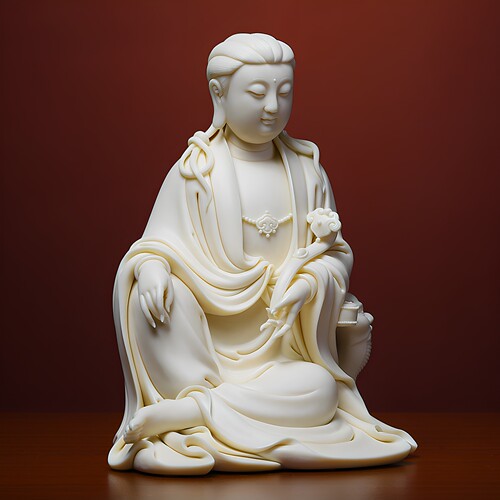 戴玉堂林建胜《倚貉观音玉黄》家用供奉观世音菩萨佛像陶瓷摆件 - 图0