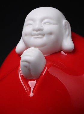 戴玉堂林建平陶瓷摆件《小恭喜佛》大肚弥勒佛家居饰品佛像工艺品