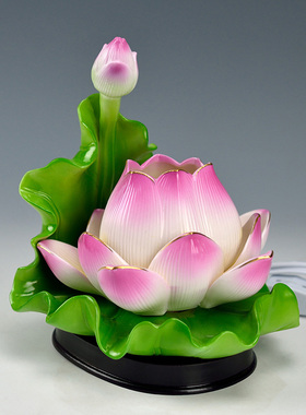 戴玉堂陶瓷佛堂用品装饰灯佛前佛具供奉家用供佛莲花荷花供灯摆件