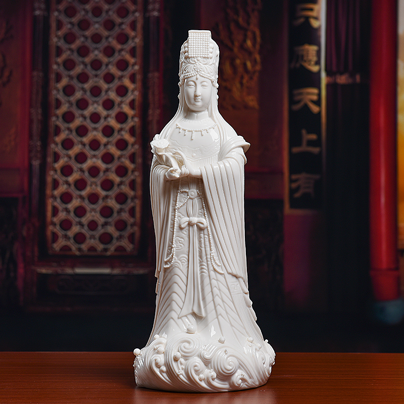 戴玉堂陶瓷摆件《妈祖》神像德化白瓷佛像客厅供奉工艺家居饰品-图1