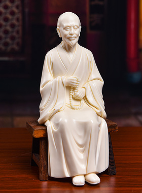 戴玉堂陶瓷摆件《玉黄瓷弘一法师像》林建胜佛像装饰客厅艺术品