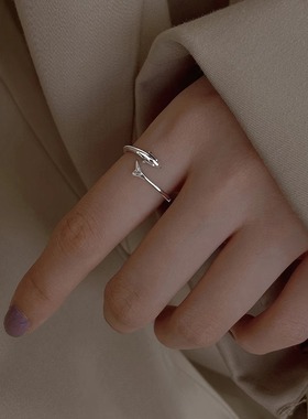 S999足银小海豚戒指女小众设计