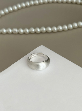 999纯银戒指男素圈古法可调节雾