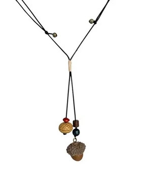 植物项链毛衣链国风新中式颈链长款禅意复古橡果编织设计女配饰