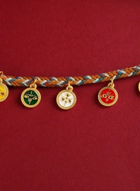 手工吊坠项链八股编织佛牌五路吊坠唐卡棉线挂绳藏式编织