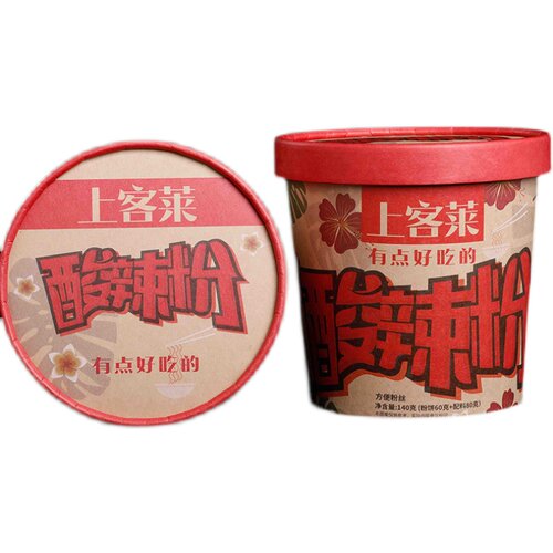 纯素上客莱酸辣粉爆肚爽螺蛳粉素食冲泡非油炸桶装拉面来爱慈悲 - 图2