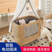 The electric intelligent cradle soothes the baby coaxing the sleepyzer rattan weave fully automatic rocking newborn baby rocking the bed