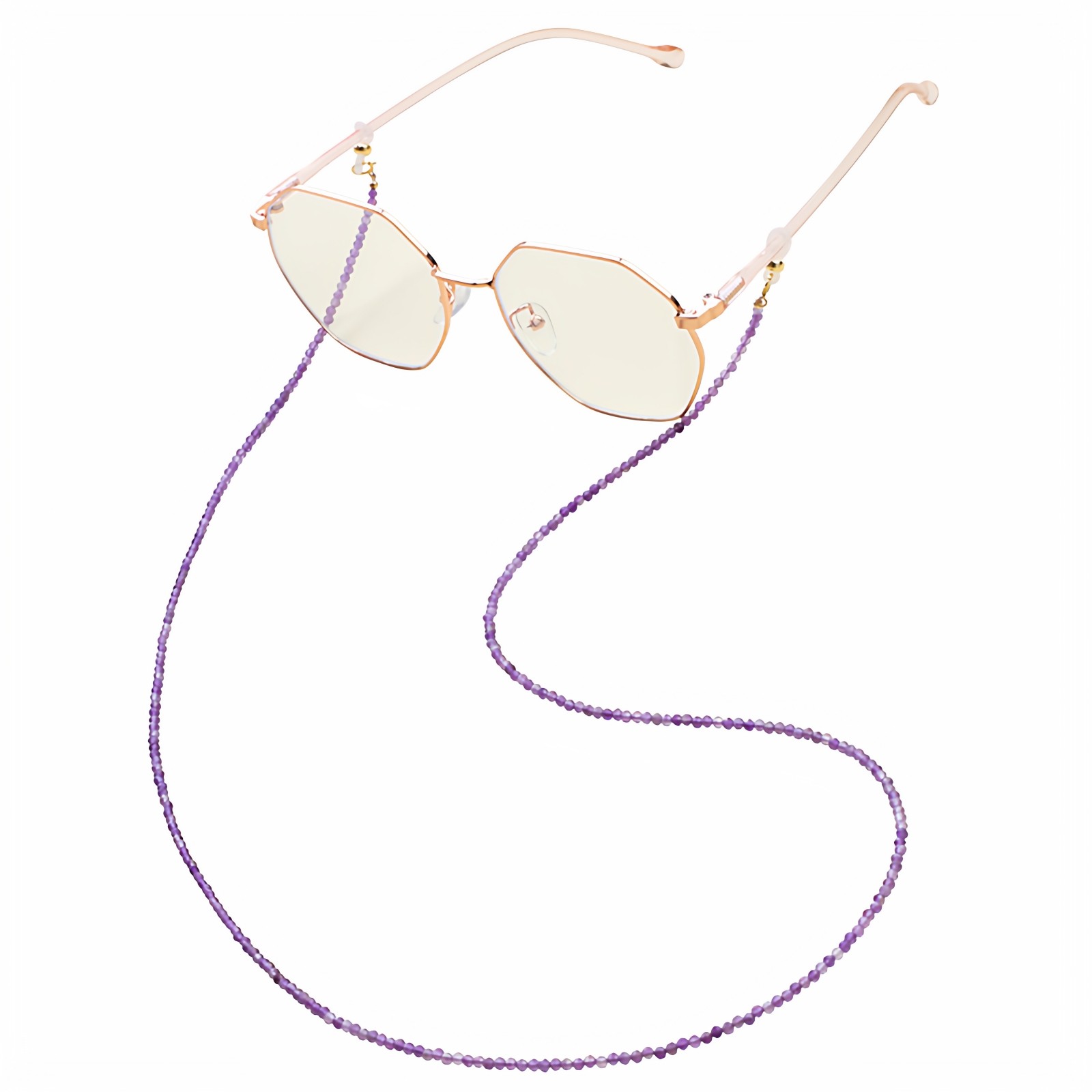 天然紫水晶眼镜链女梦幻挂脖装饰口罩链高端时尚墨镜挂链防丢防掉,淘宝优惠券,粉丝福利购,淘宝优惠卷