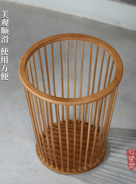 楠竹制镂空垃圾桶脏衣篓洗衣篮子